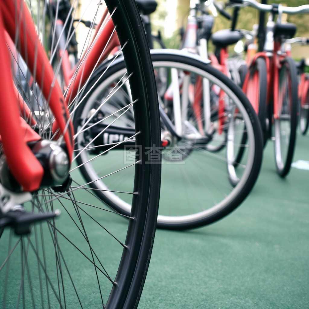 一組自行車的車輪細節